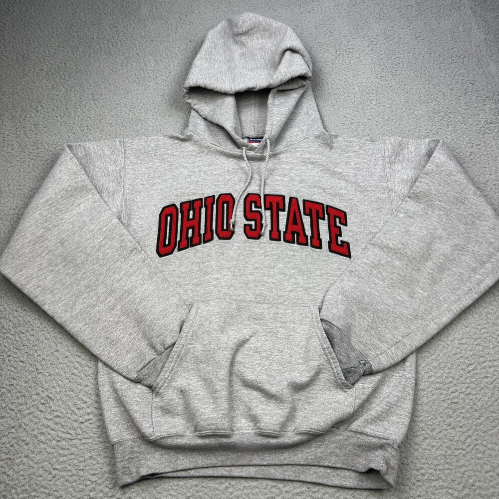 VINTAGE OHIO STATE BUCKEYES Hoodie Adult Small Gray Embroidered Champion